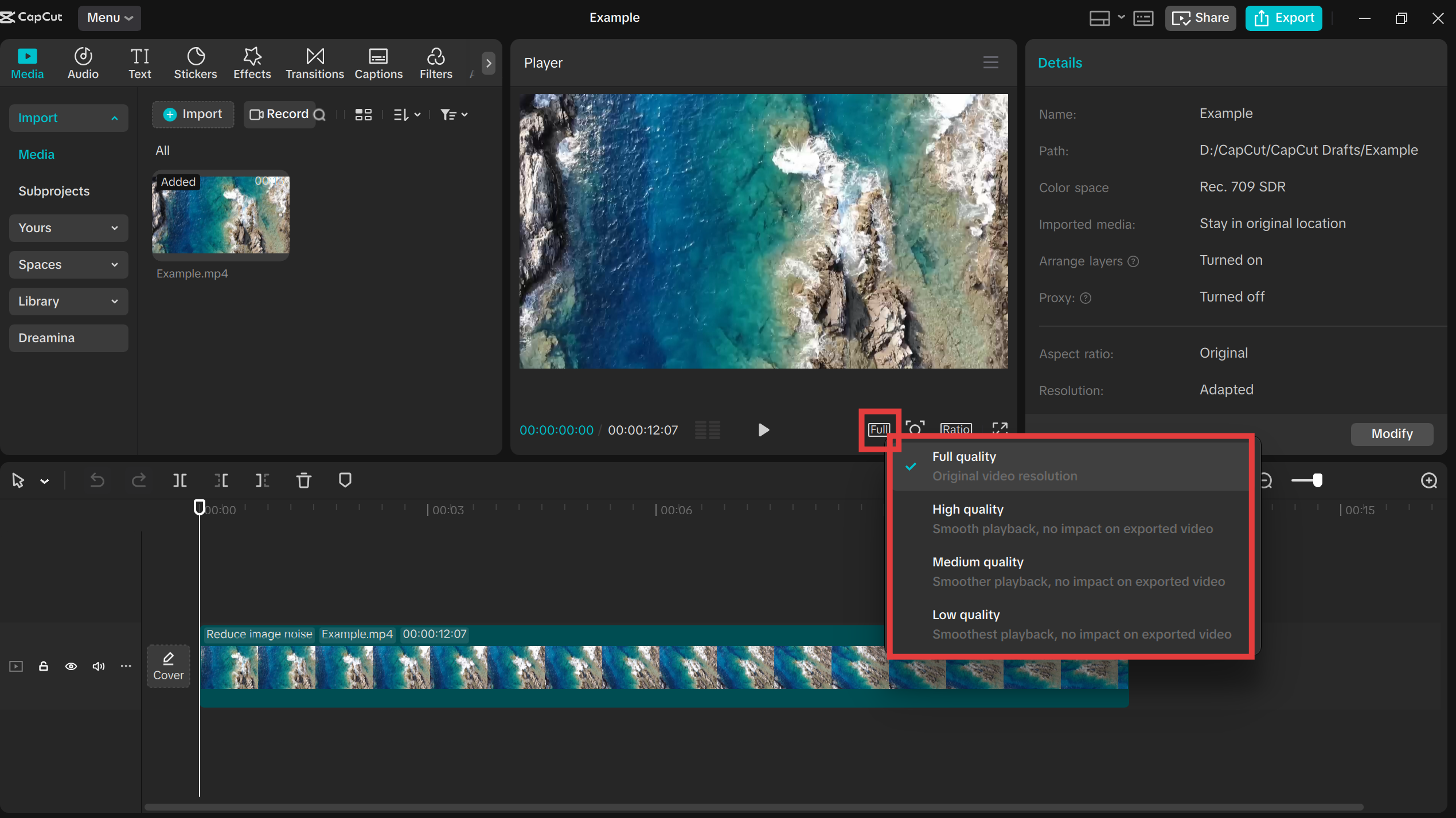 Sesuaikan kualitas video di kotak pratinjau