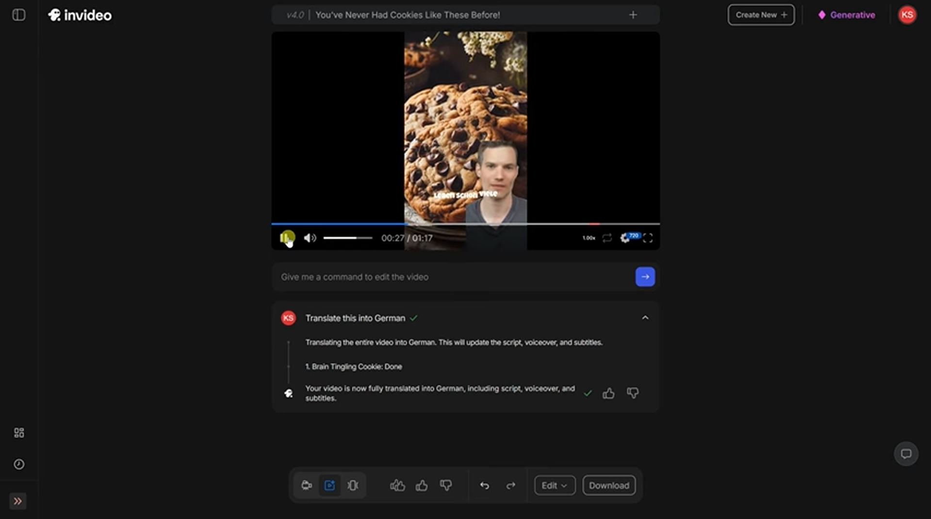 Giao diện InVideo AI