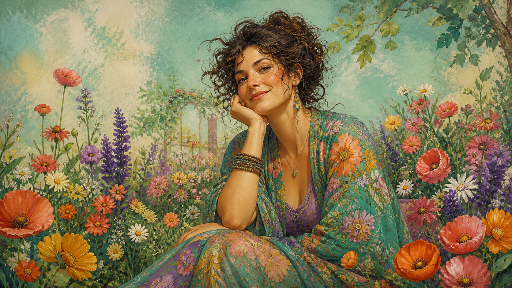 Ritratto da giardino illustrato da sogno