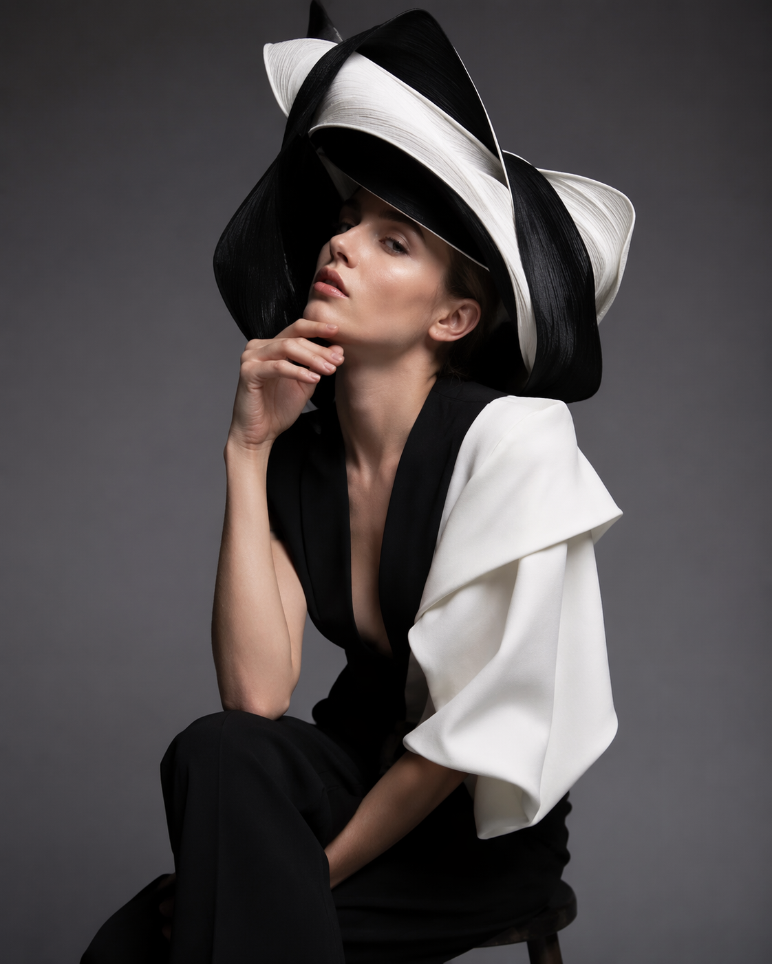 Dreamina AI avant garde filter prompt example 5: Metallic Editorial Styling