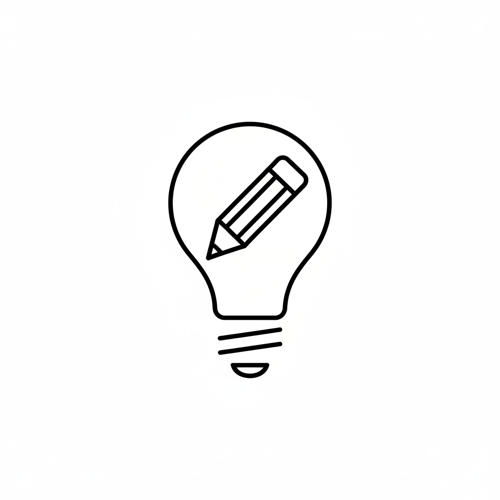 Icono de micro paso - Aviso (bombilla y lápiz).