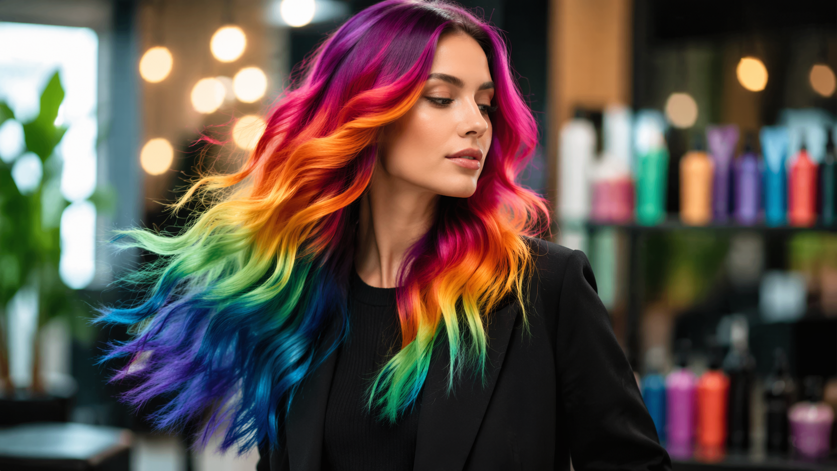 Dreamina Hair Color Prompts prompt example 5: Rainbow Underlayer Style