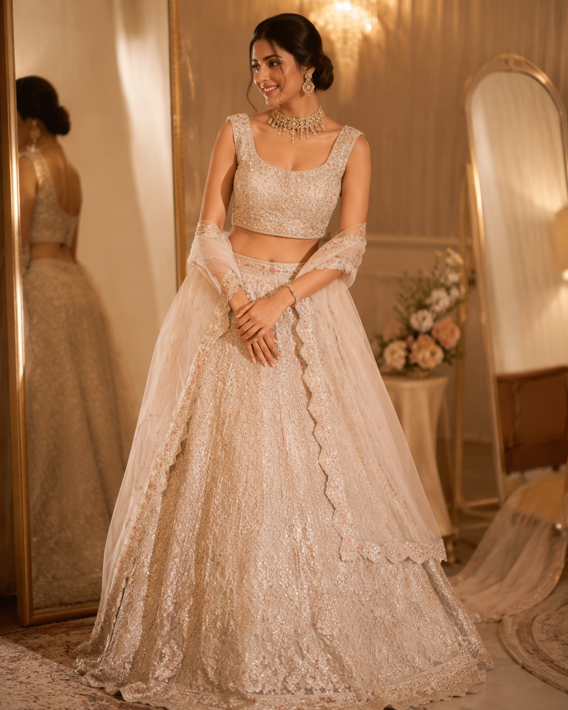Dreamina wedding outfit try on prompt example 3: Dress Detail Styling Shot