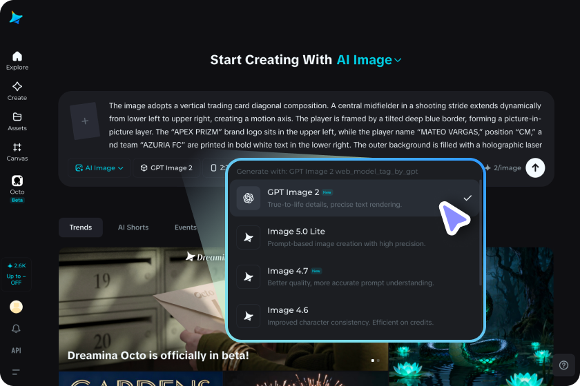 Choose the AI model and generate