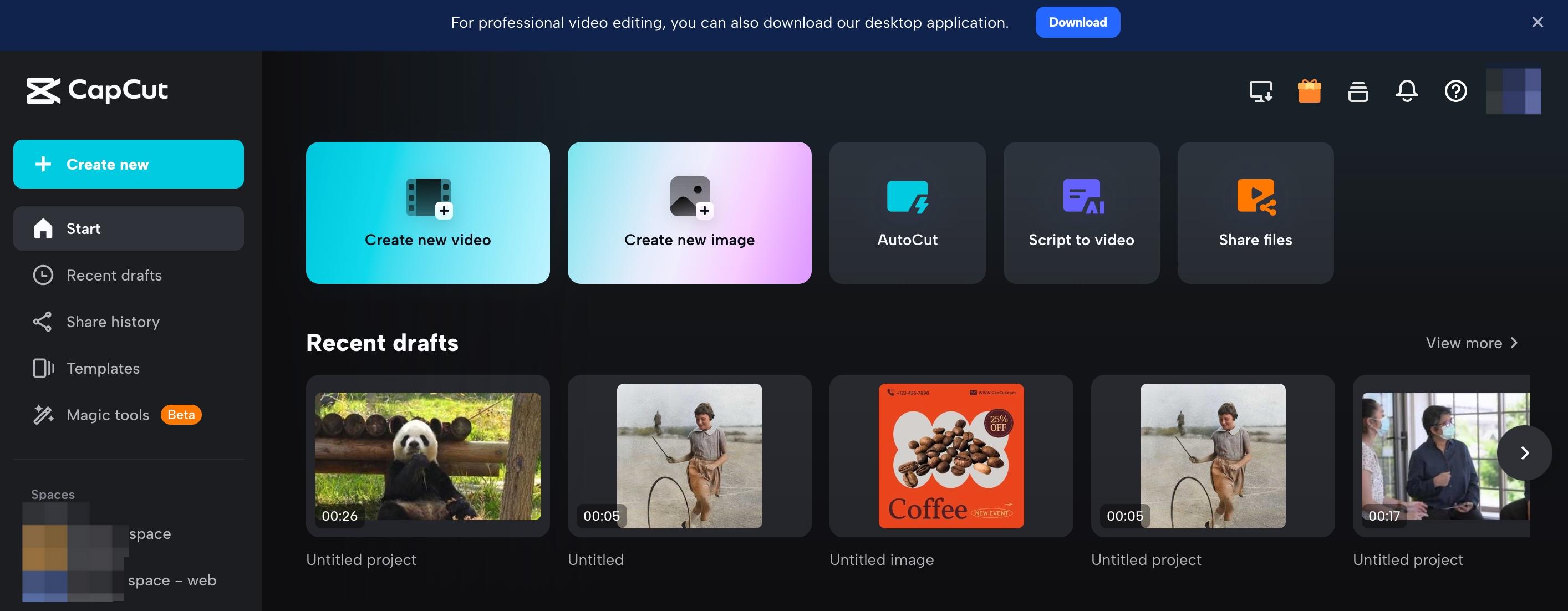 Çevrimiçi CapCut PC indir