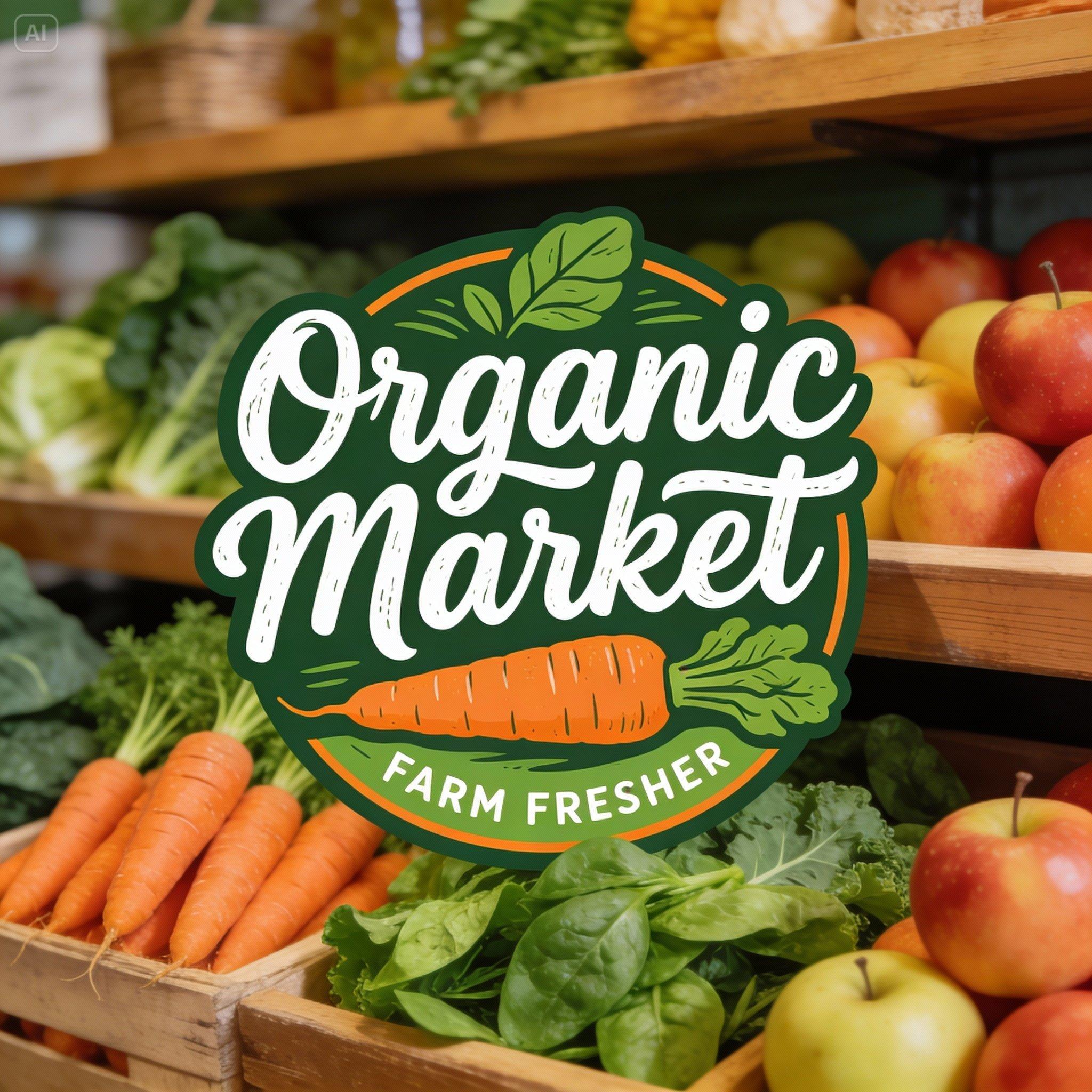 Logotipo de merchandising de mercado fresco