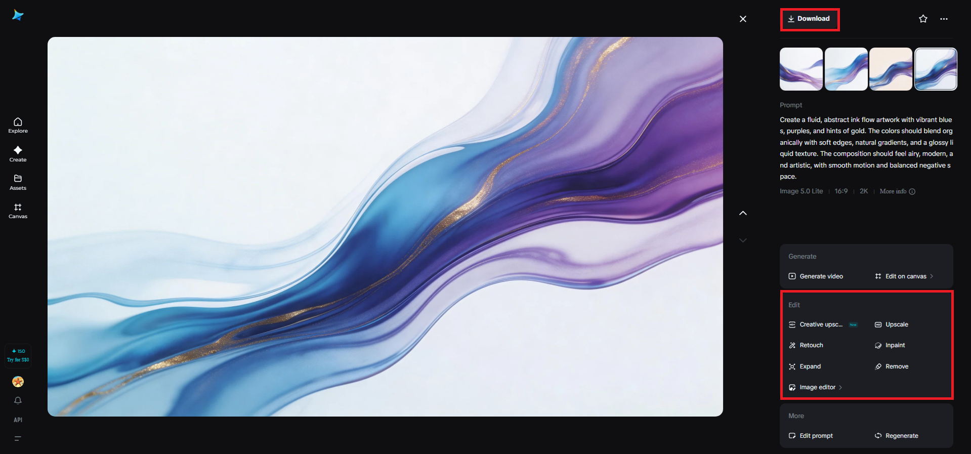 Refine and download the final image