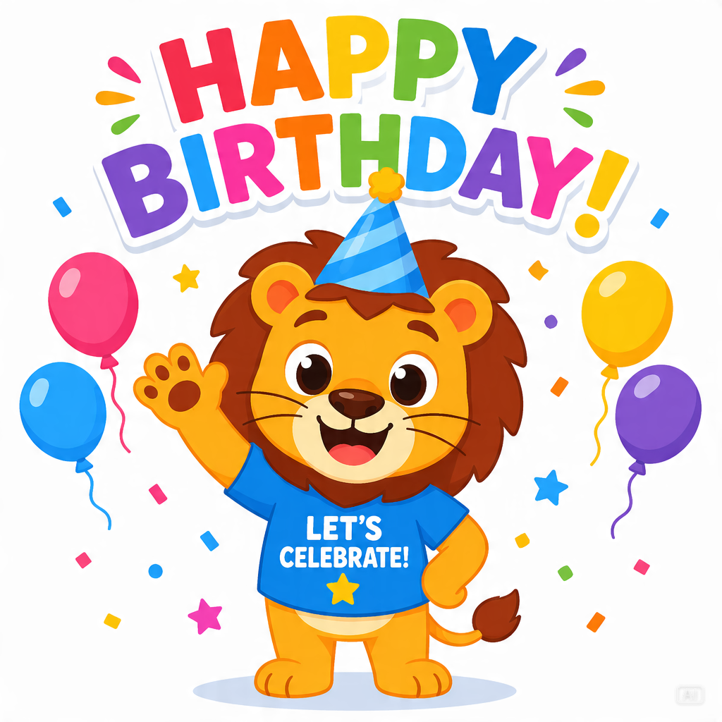 Waving mascot birthday GIF base image generated by Pippit