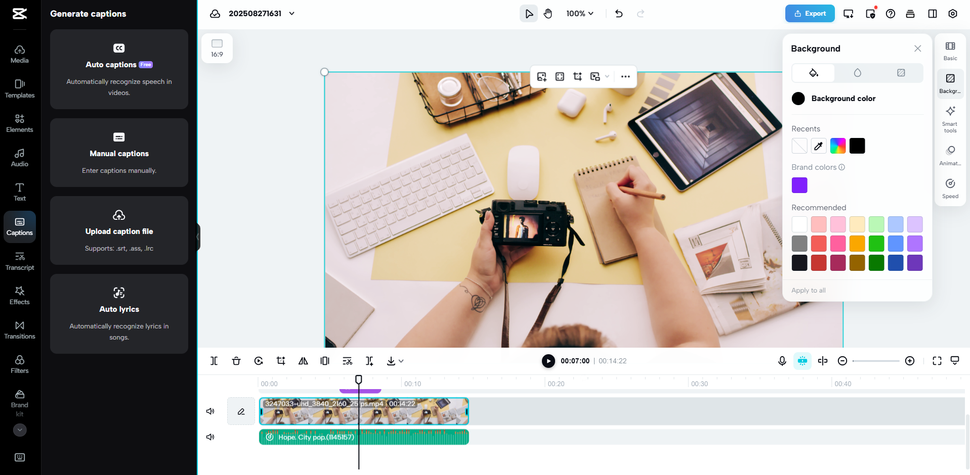 Schnittstelle von CapCut Web - ein benutzerfreundliches Tool zur Bearbeitung von E-Commerce-Videos