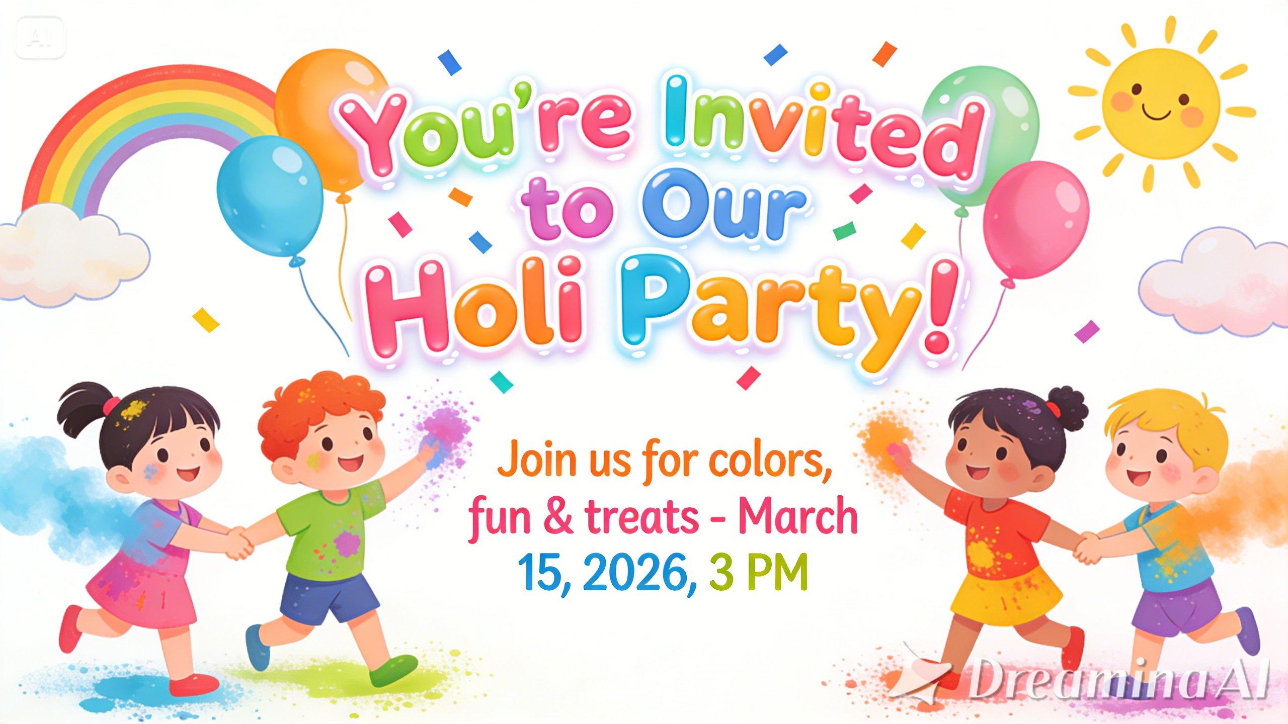 Holi-feestkaart voor kinderen