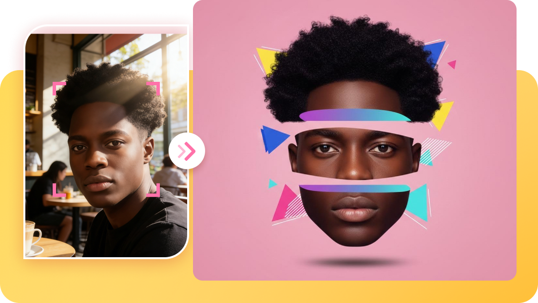  Creative face cutout AI na may nagpapahayag na mga detalye ng mukha