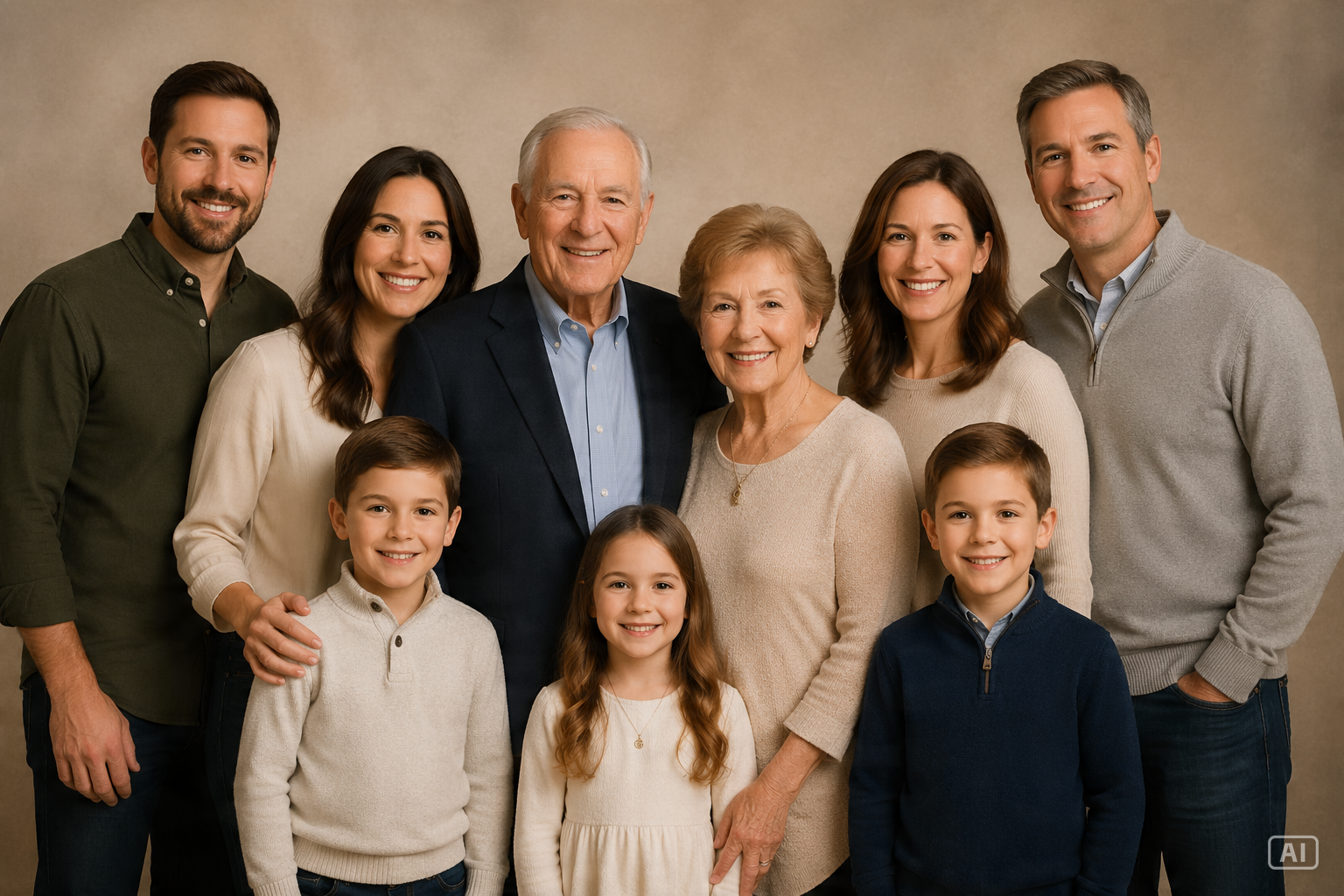 Generational family portrait generated by Pippit