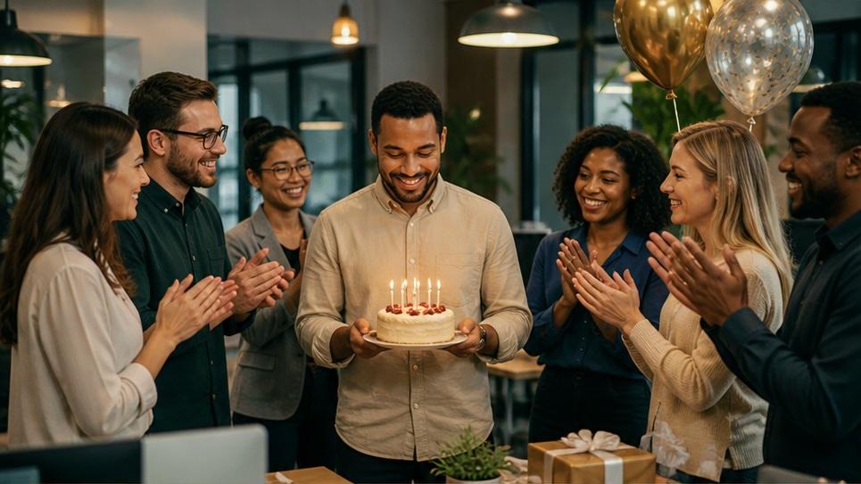 Salutations d'anniversaire de travail Image du héros vidéo