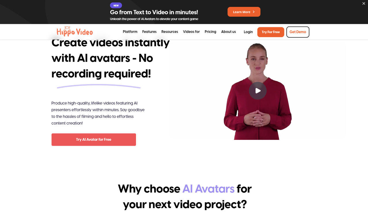 Cara mencipta avatar AI menggunakan aplikasi Hippo Video
