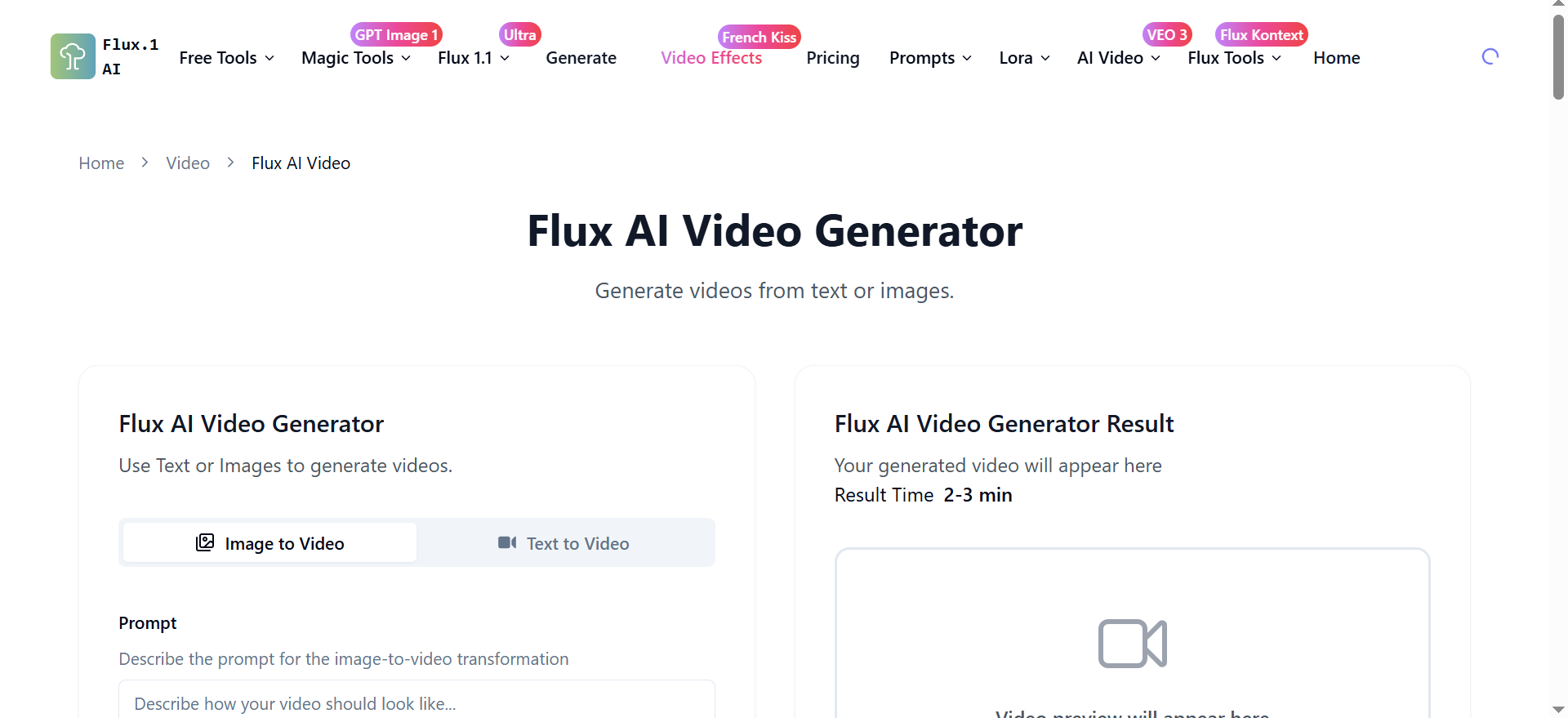 Flux IA vídeo grátis