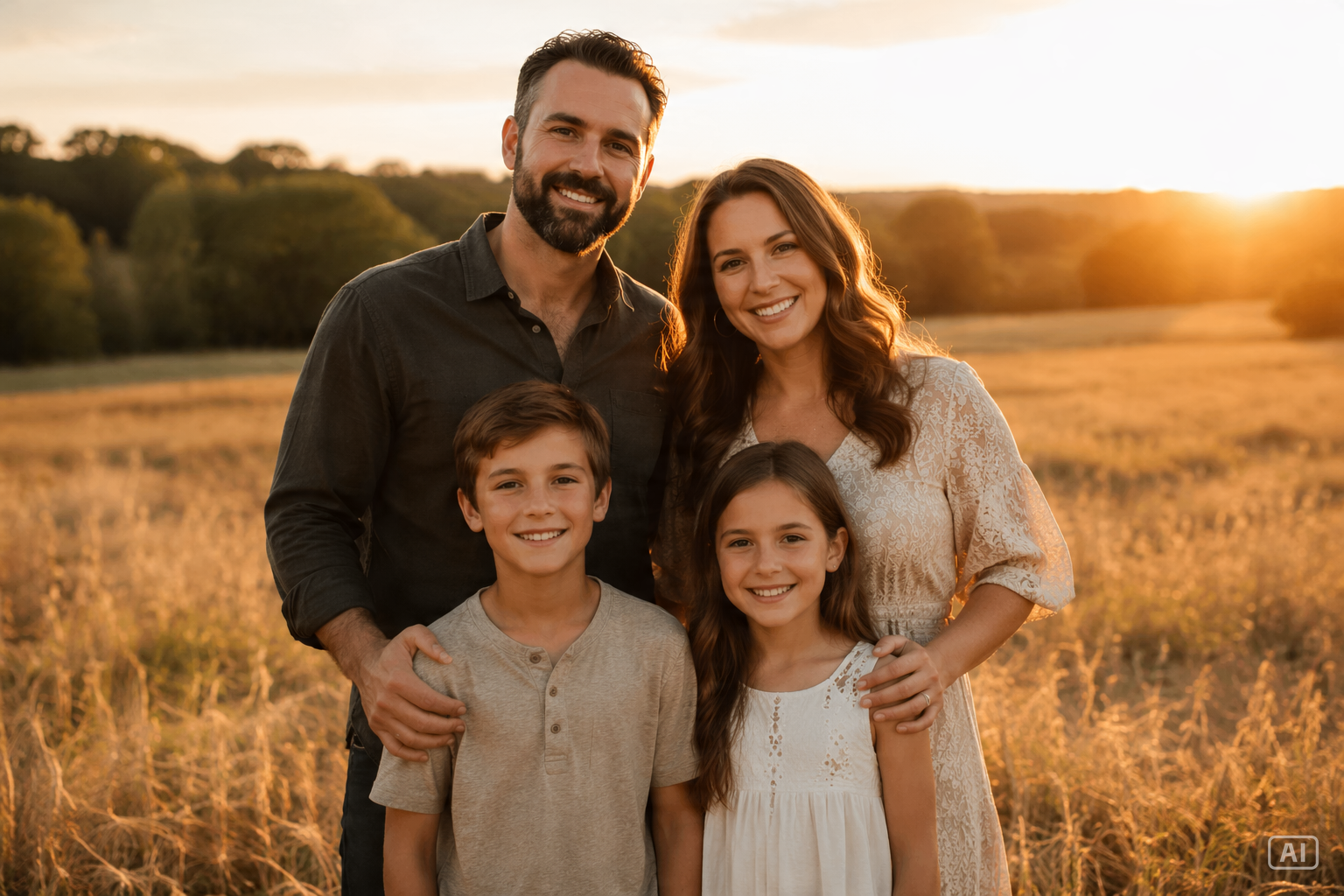Golden hour family portrait generated by Pippit
