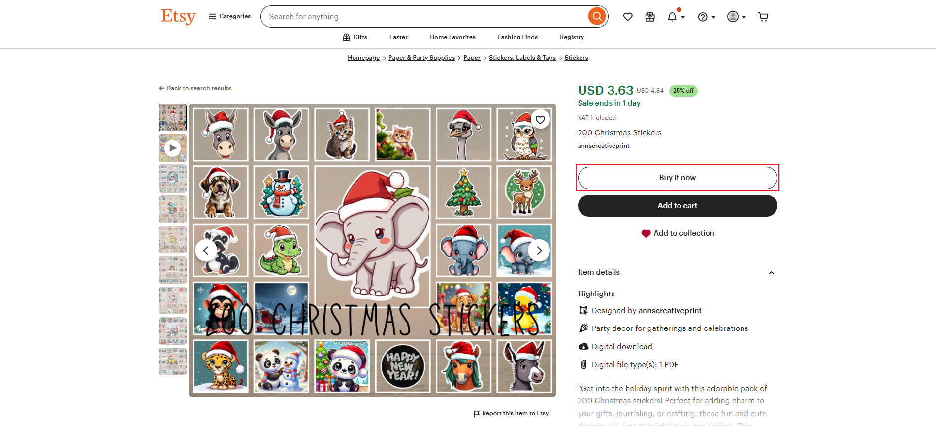 merry Christmas sticker printable