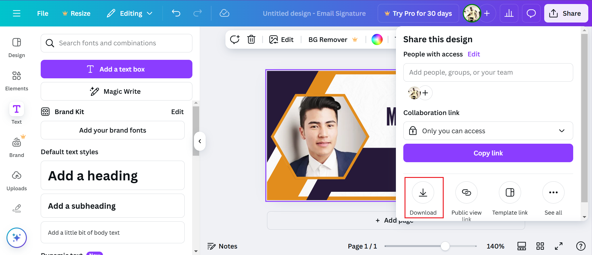 create business email signature