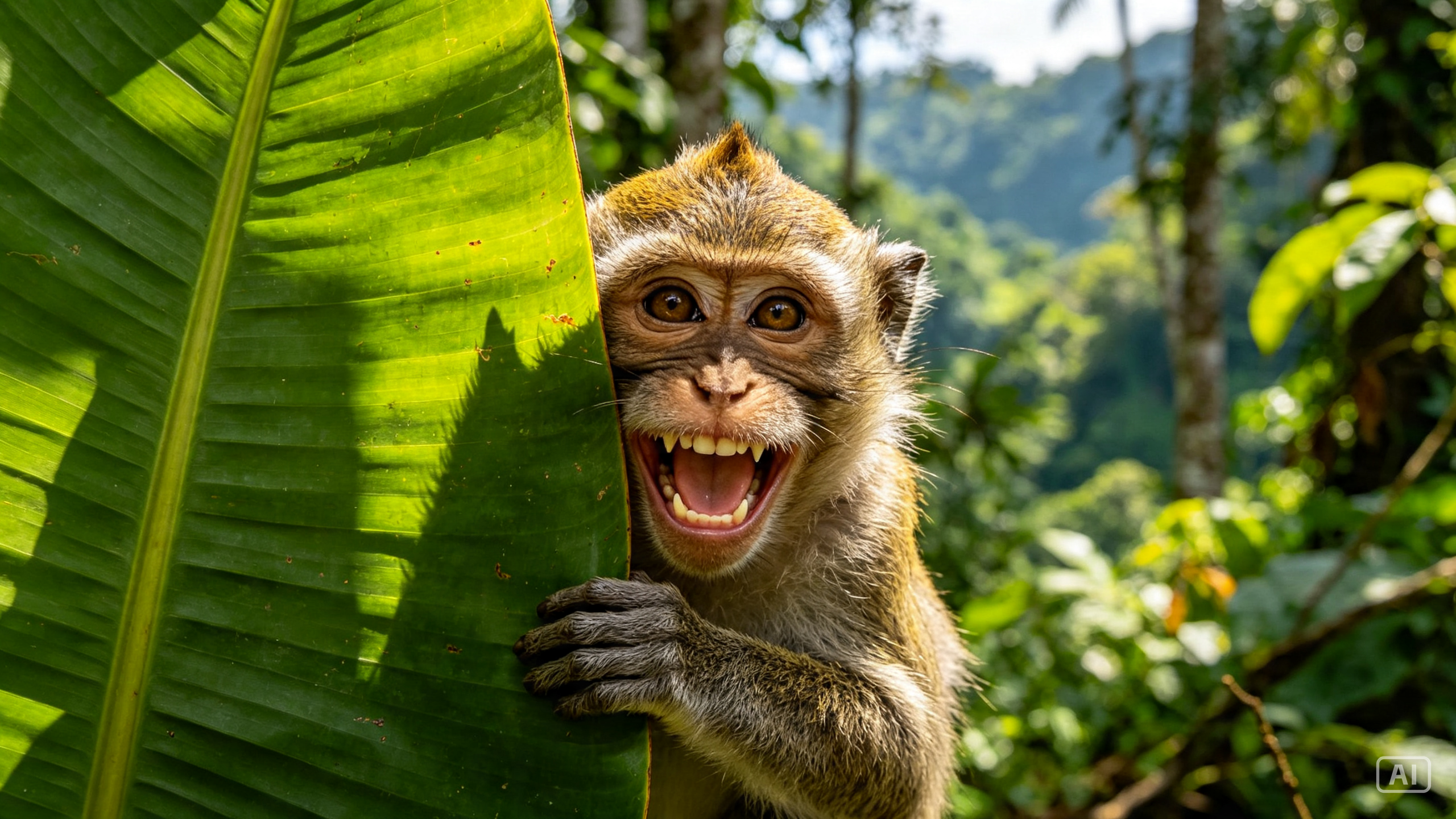 Photobombing monkey image generated by Pippit