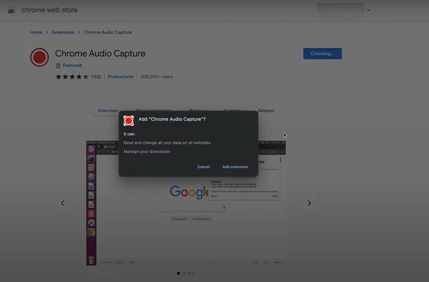 Lägga till Chrome Audio Capture förlängning