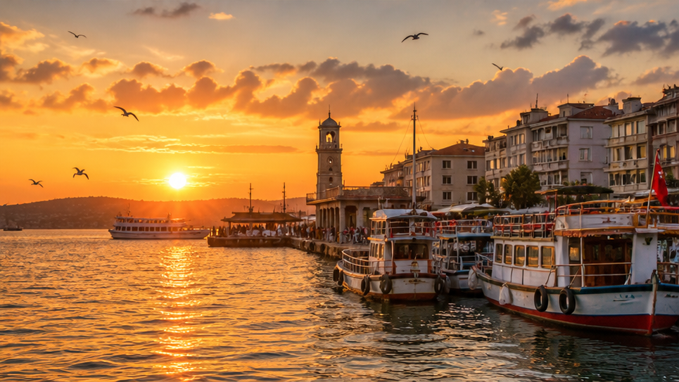 Niedliches Schiff Reise Video - Hafen Sonnenuntergang Ankunft