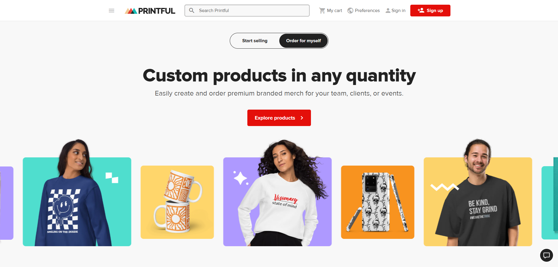 Sito web di Printful