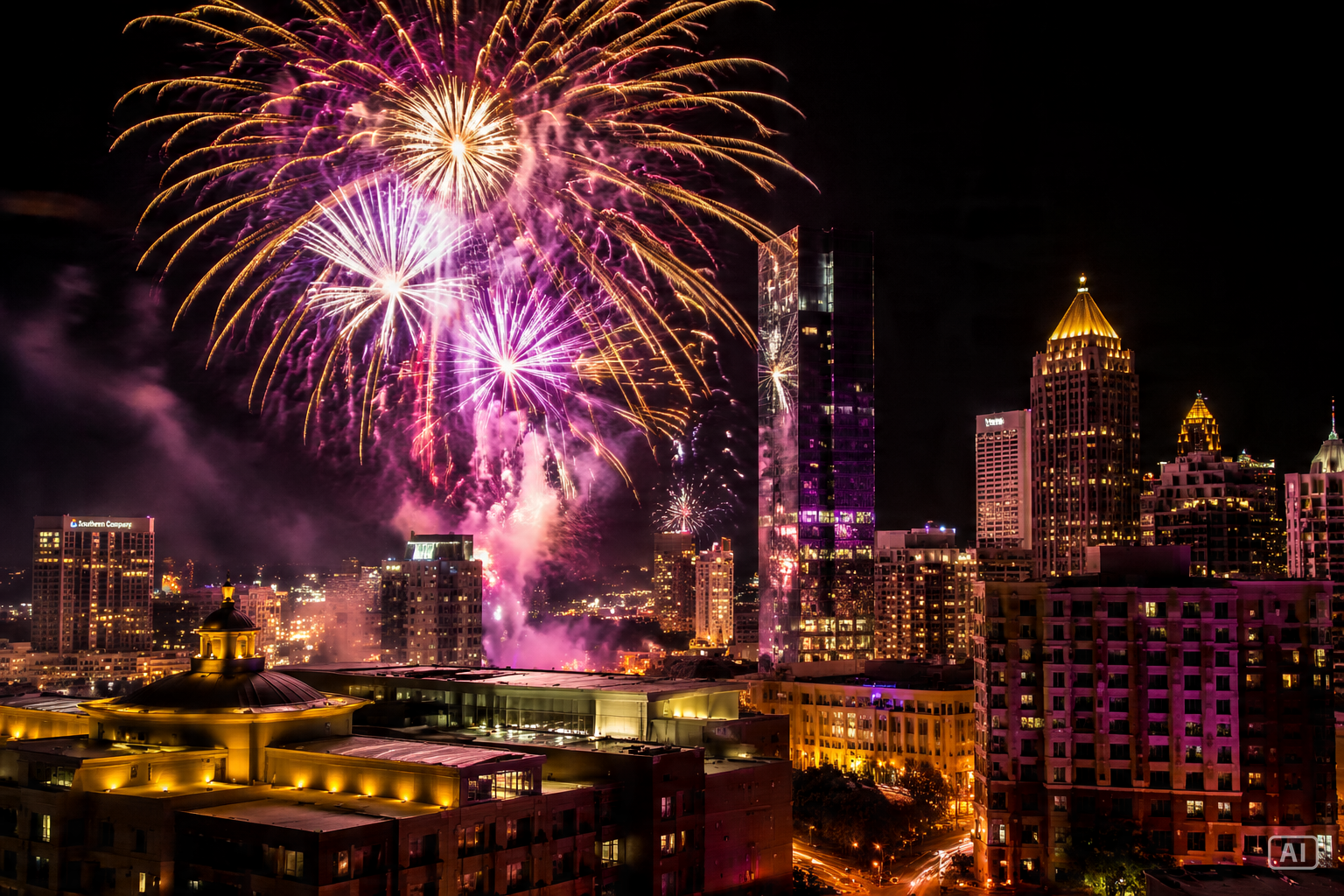 New Year fireworks skyline image generated by Pippit