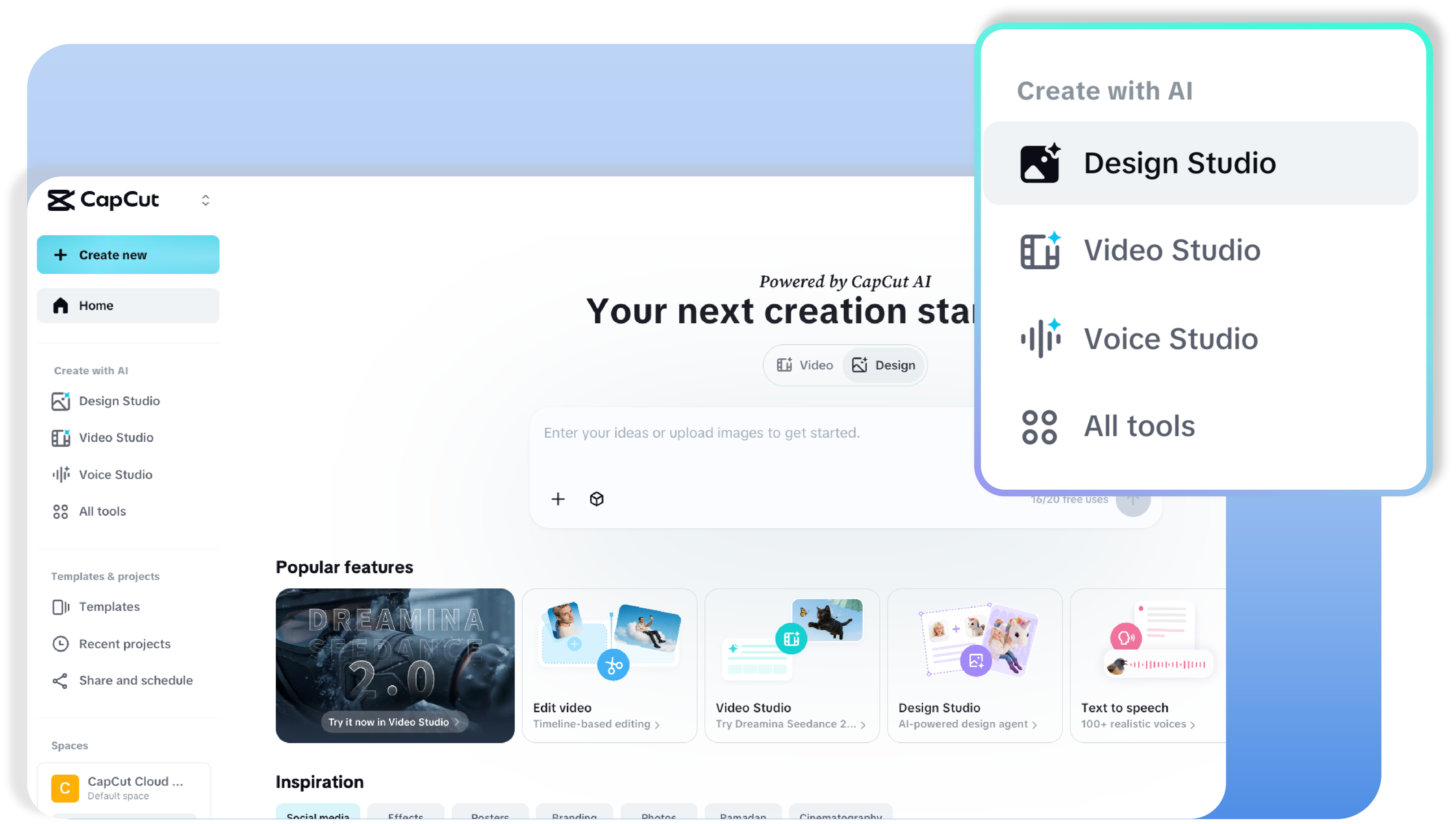 Access the AI design tool