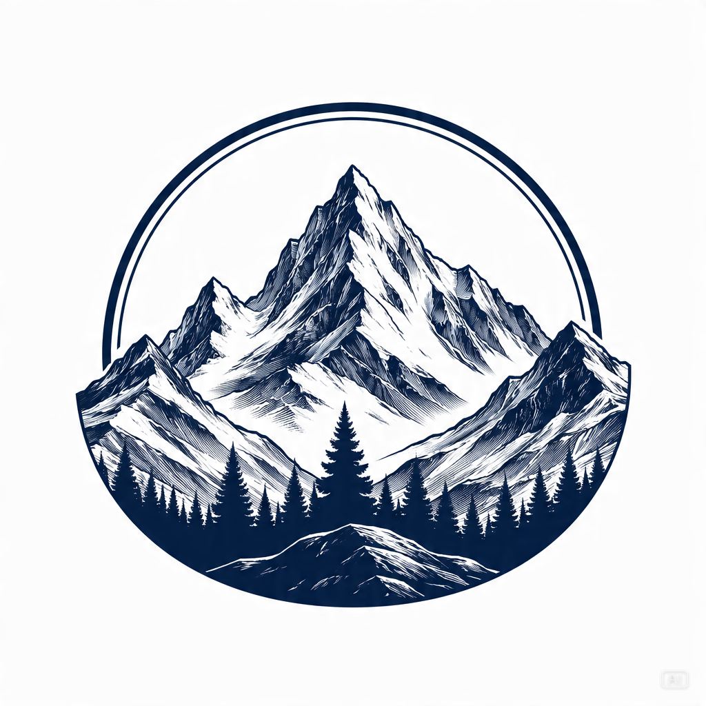Mountain range logo illustration generated by Pippit