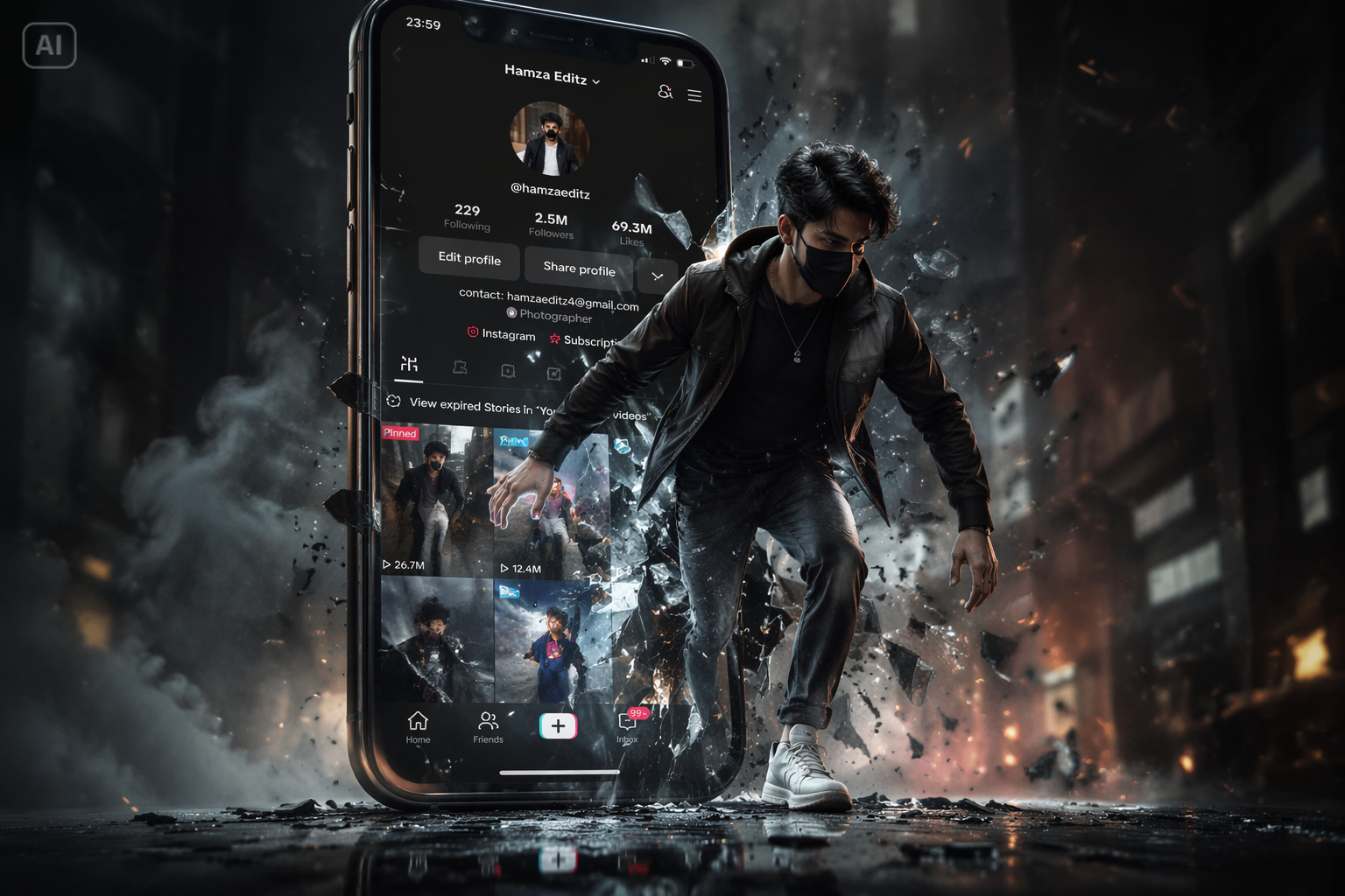 Kreuzdimensionales mobiles KI-Hintergrundbild