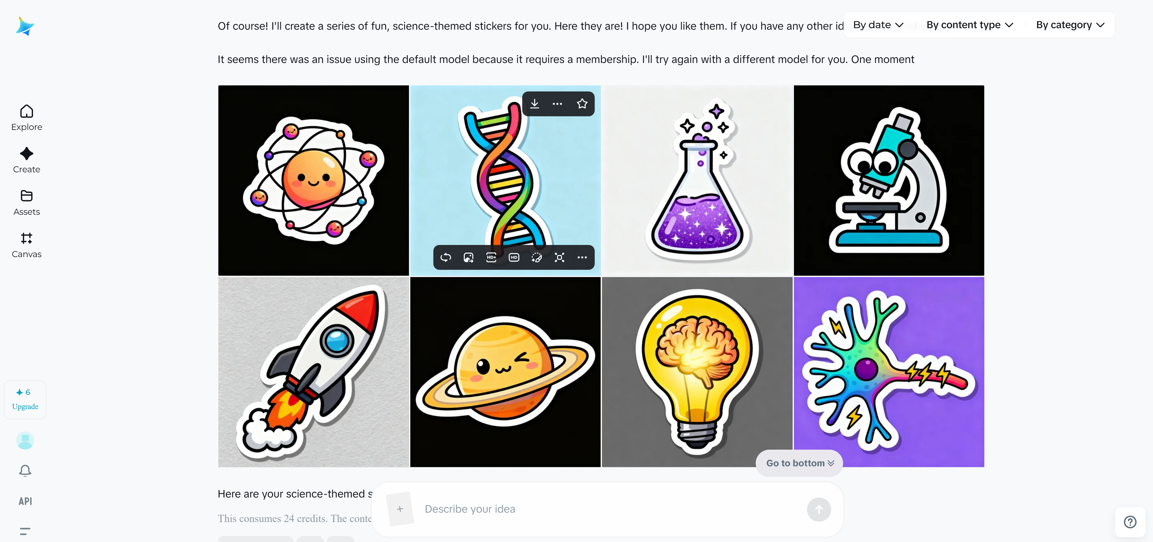 Serie stickers gegenereerd door Dreamina AI Agent