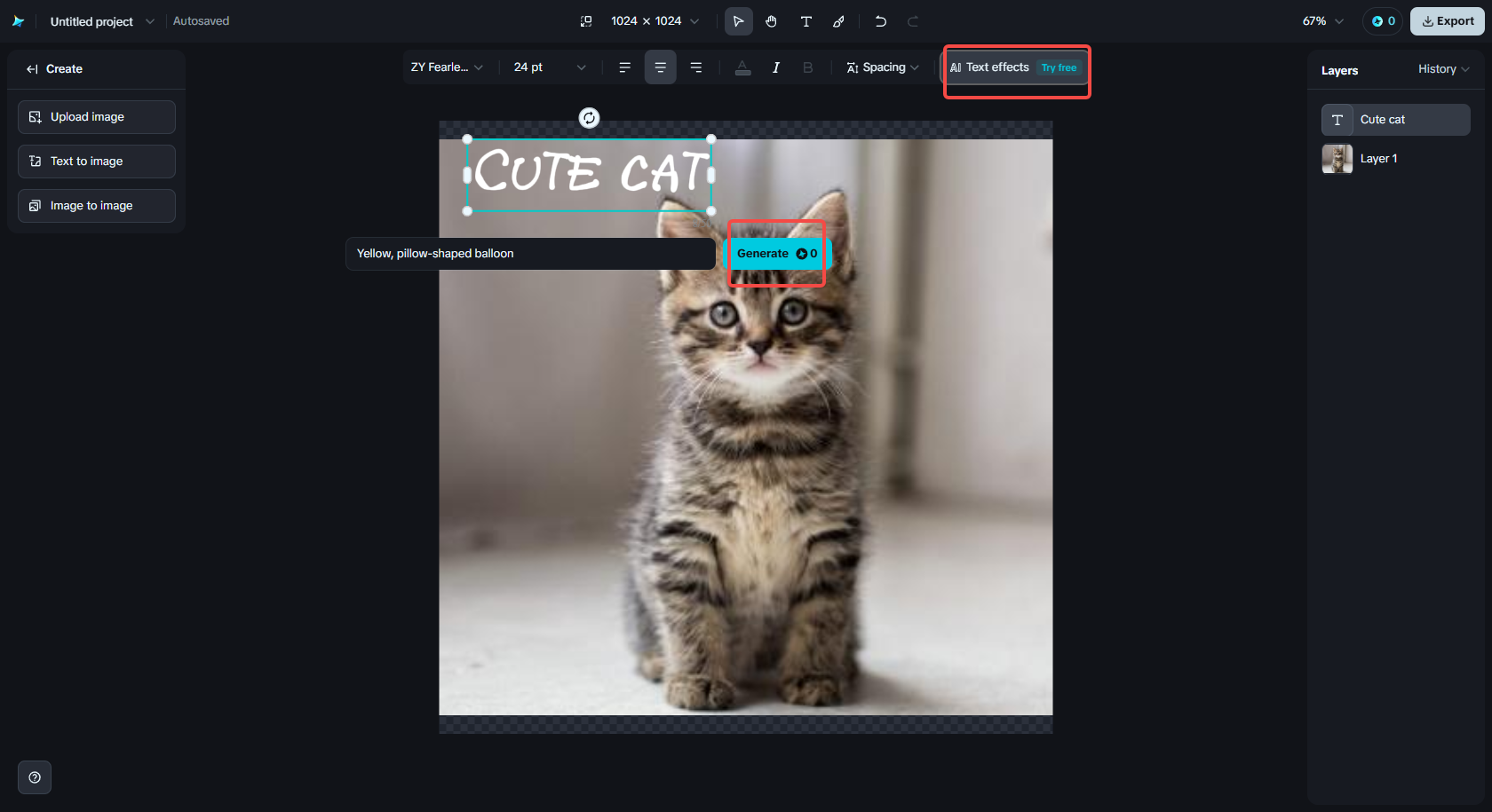 Apply AI Text Effects to the image