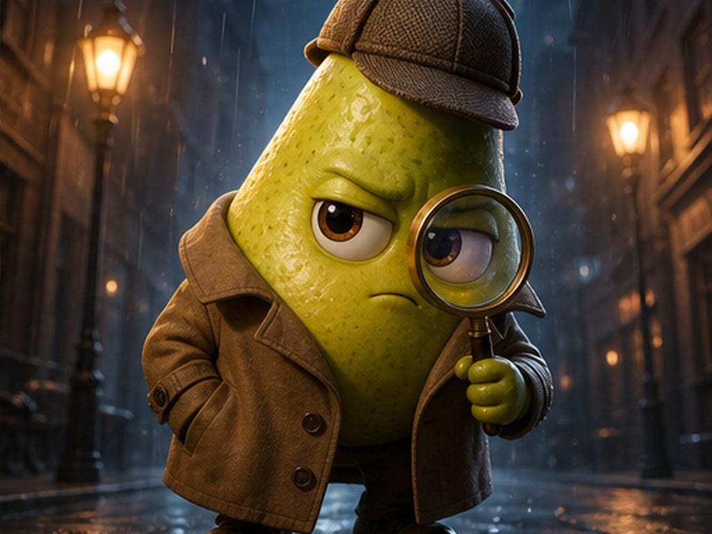 AI Fruit Character Prompt prompt example 3 - Pear detective