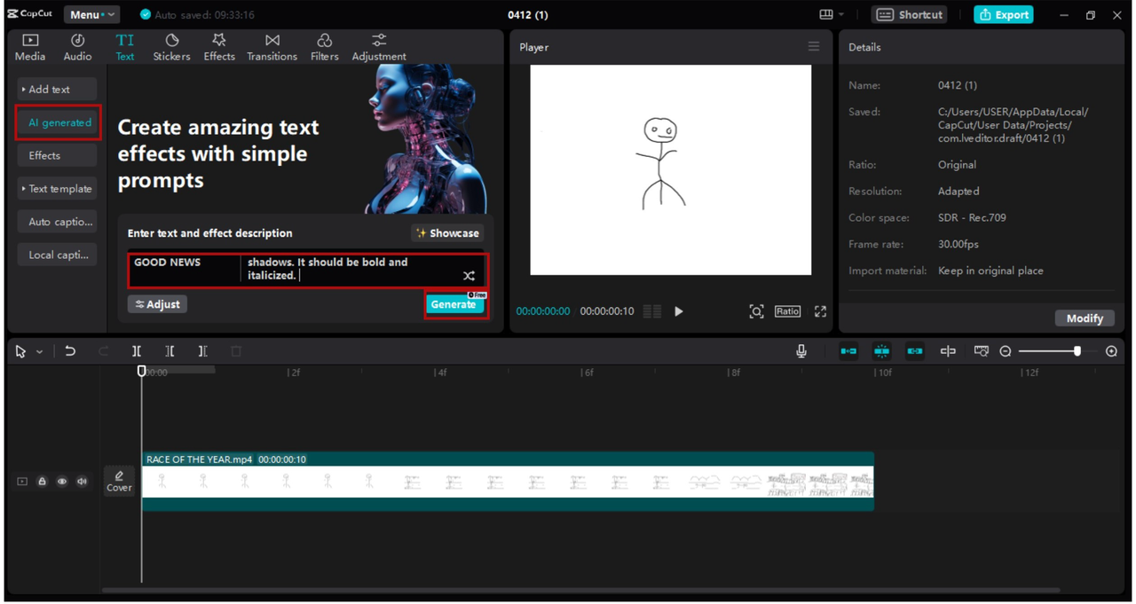 Subtitrări generate de AI în CapCut pentru cursuri și explicatori.