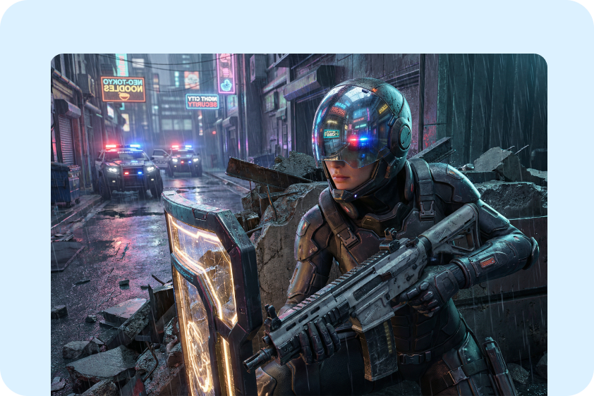 Rancang karakter game cyberpunk menggunakan AI