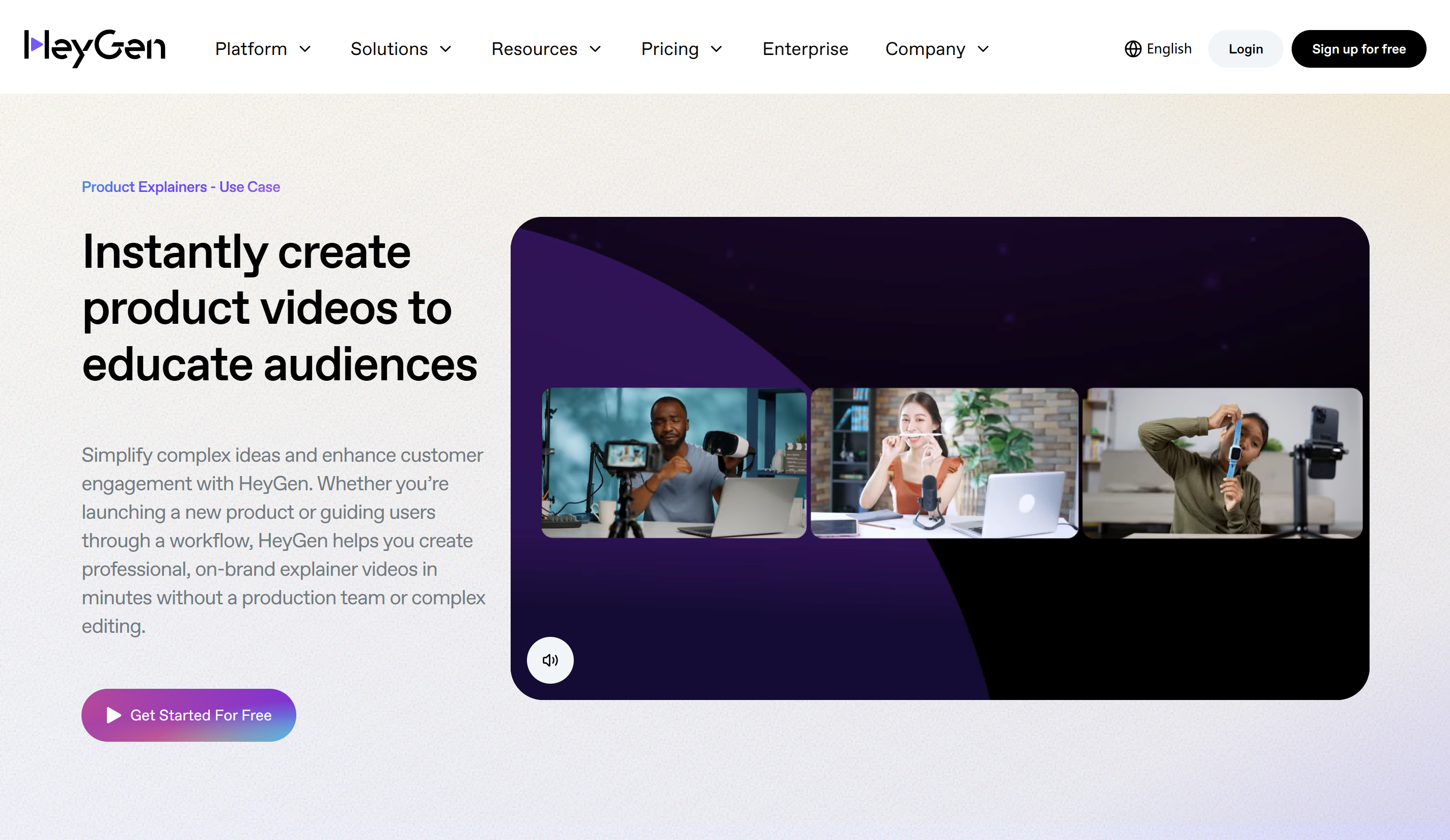 Oberfläche von HeyGen - ein benutzerfreundlicher E-Commerce-Video-Editor