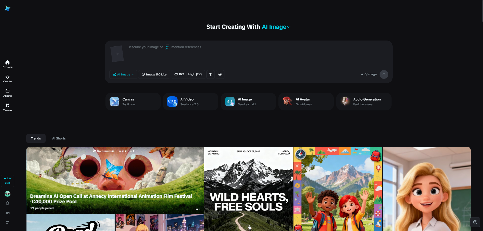 Dreamina homepage