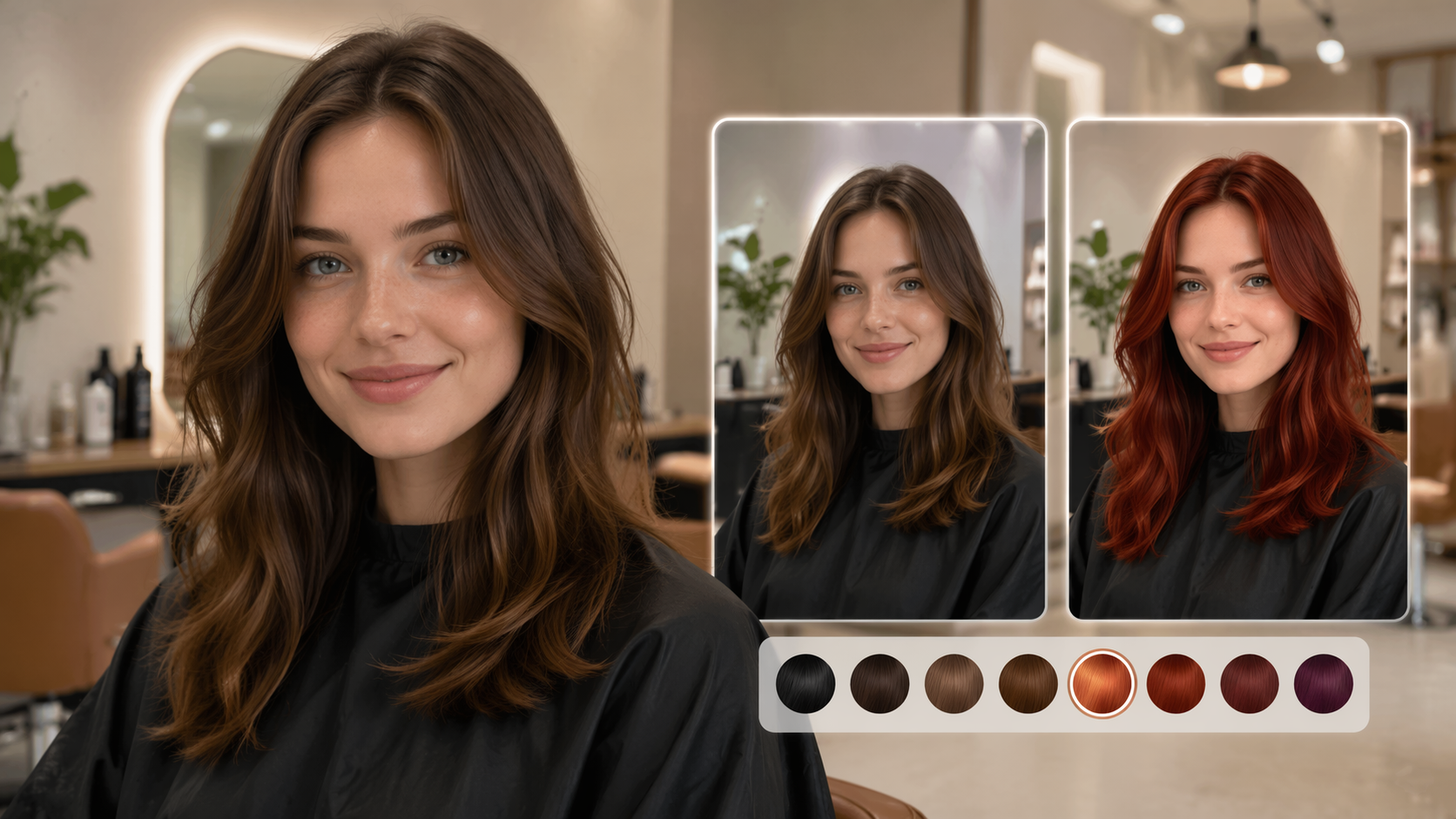 Contoh prompt filter rambut merah Dreamina 4: Pratinjau Rambut Merah Salon