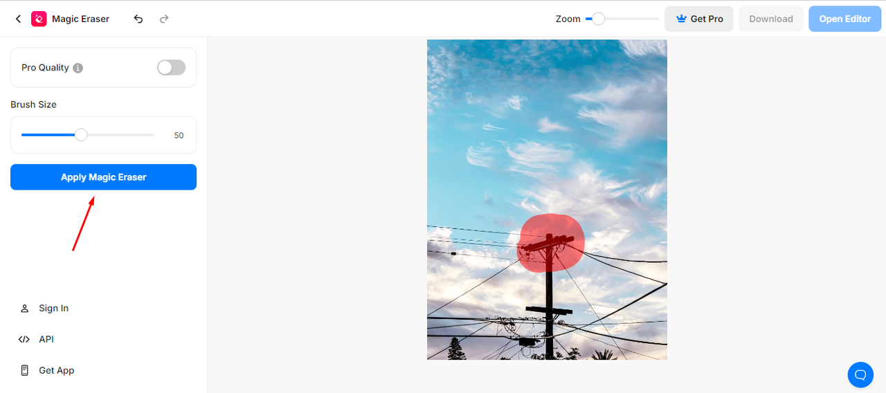 Pixelcutのインターフェース-オンライン上の写真からオブジェクトを削除する人気のツール