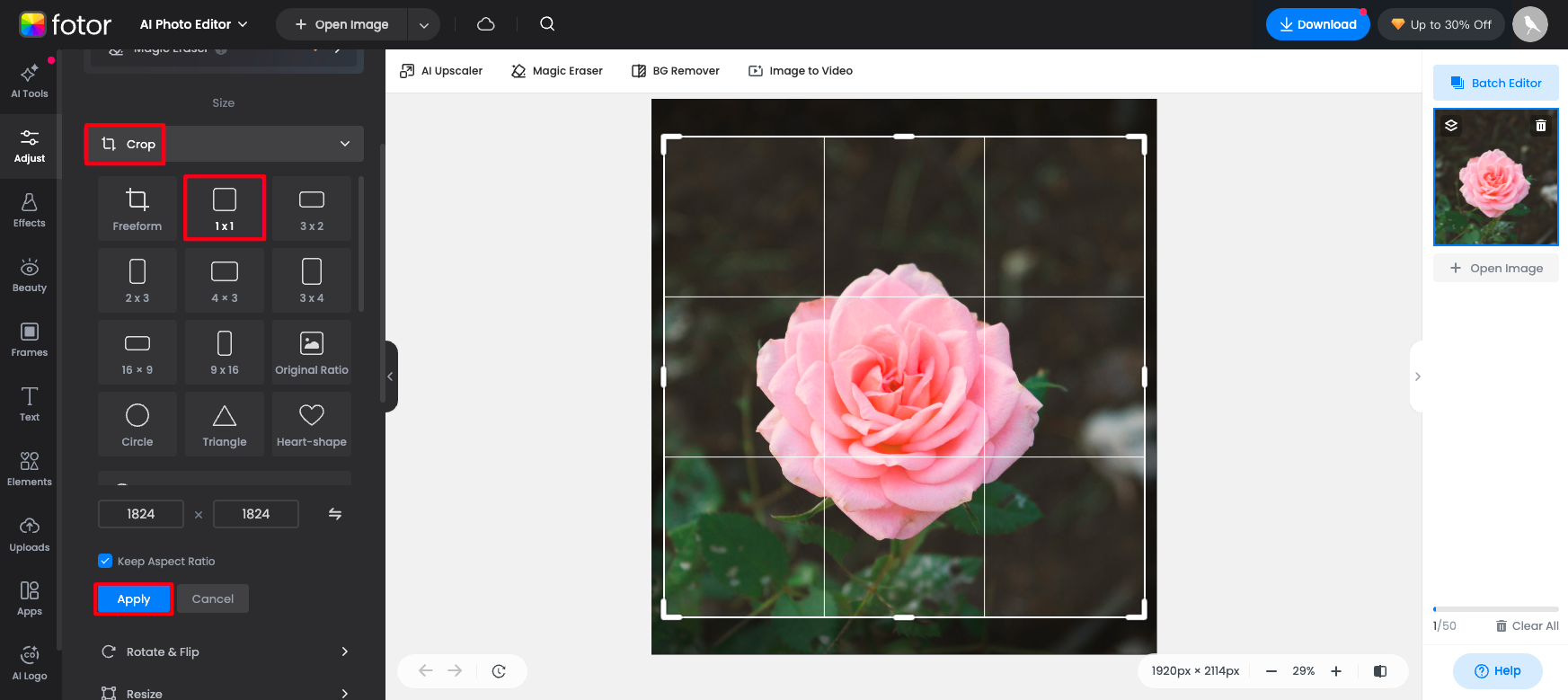 Bild mit Resize zu einem Quadrat machen