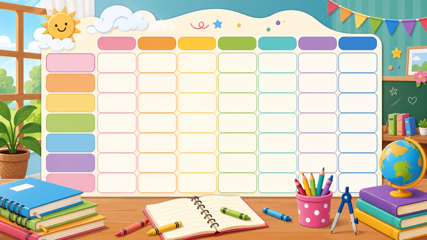 Dreamina Vorlage jadwal pelajaran prompt Beispiel 4: Pastell Studie Veranstalter