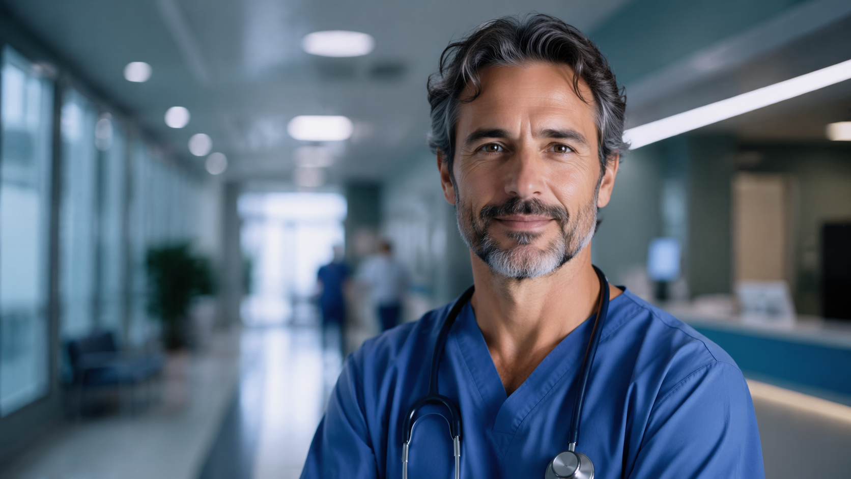 Dreamina doctor filter prompt example 2: Blue scrubs portrait