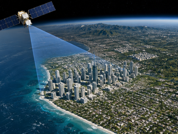 Google Earth AI Image Generator prompt example 1 - Conceptual aerial city view