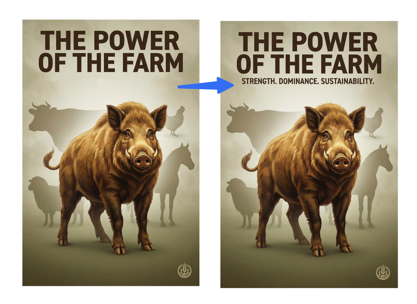 Aggiungi testo al poster della fattoria degli animali