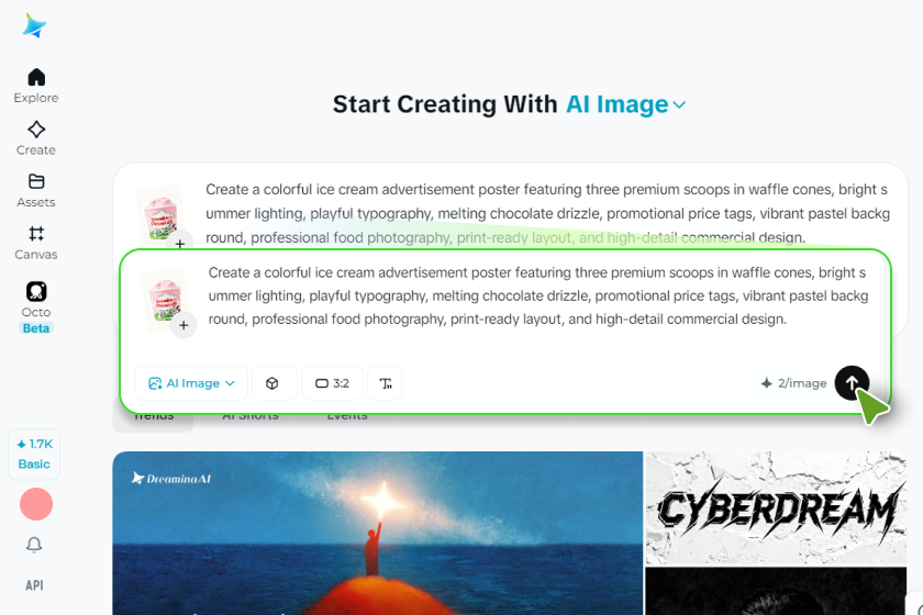 Open the generator and write your prompt