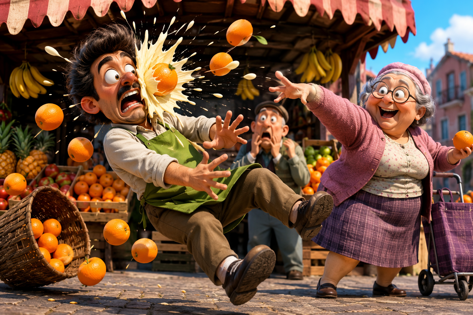 Dreamina Motu Patlu caught funny AI video prompt video prompt example 5: Comic Freeze Frame