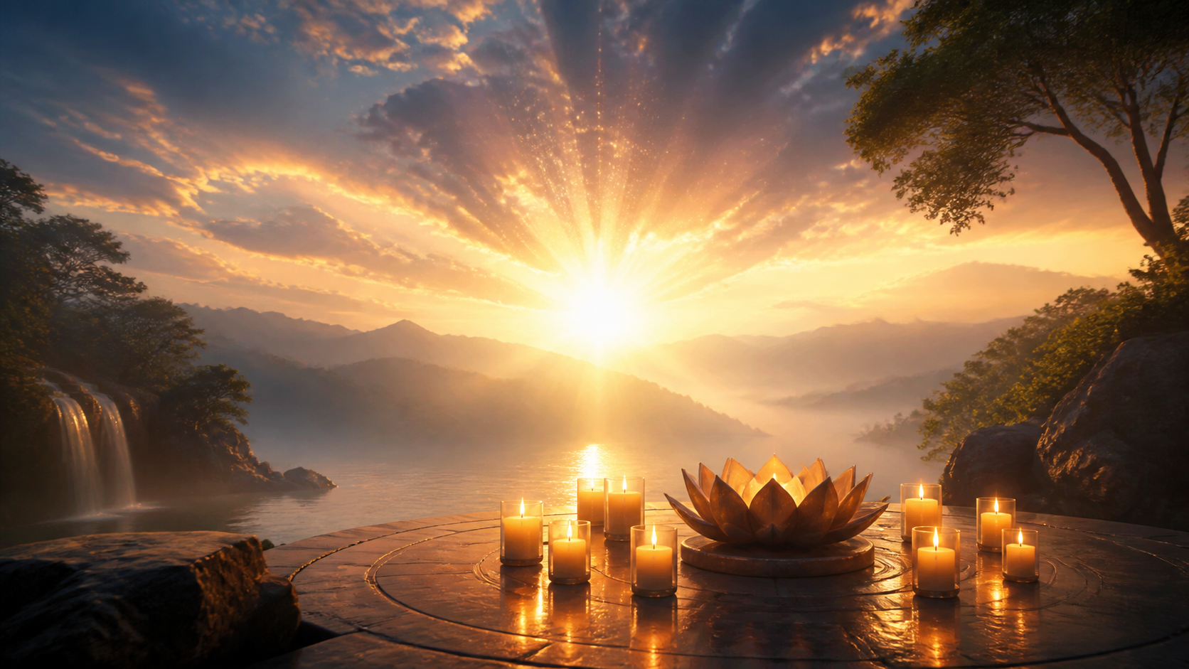Sunrise Devotional Scene Prompt Beispiel