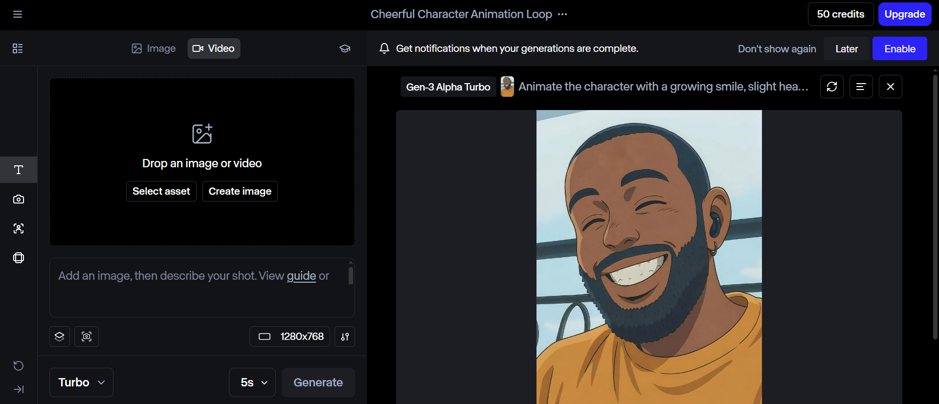 RunwayML video generation interface
