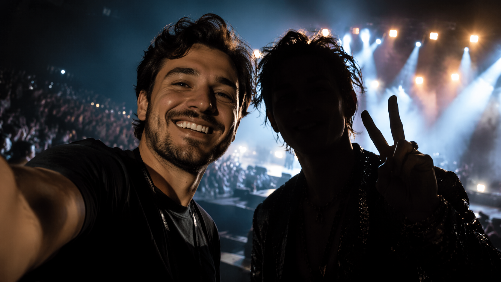 Dreamina Selfie mit Promi-Prompt Beispiel 4: Spotlight Fan Moment