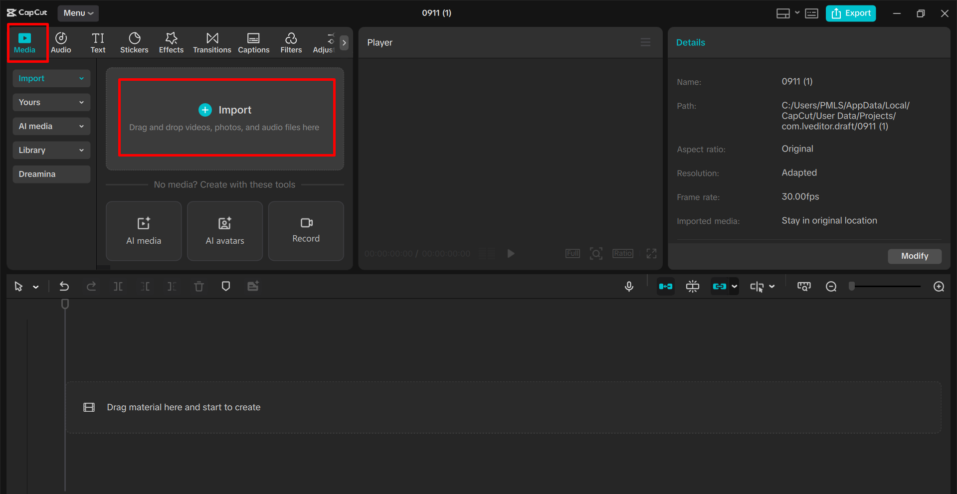 Pag-import ng video sa CapCut desktop video editor